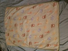 Gerber fleece green soft baby blanket lovey monkey giraffe 38 x 29" approx EUC