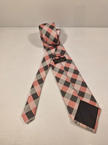 Carlo Visconti - Tartan Red and Grey Polyester Necktie Business Formal Tie - Picture 5 of 5
