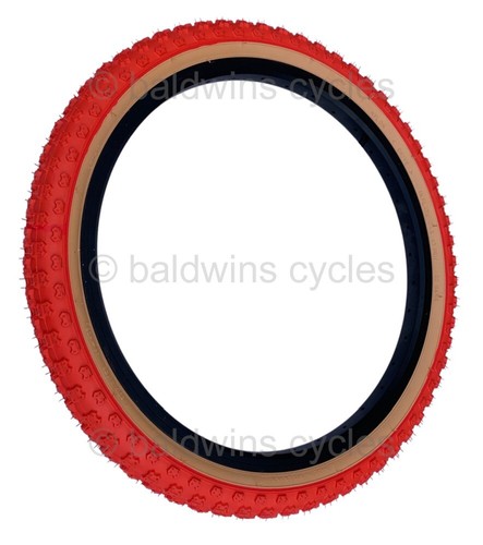 PAIR Baldys 16 x 1.75 RED With TAN WALL Kids BMX Mountain Bike TYRES - Picture 2 of 10