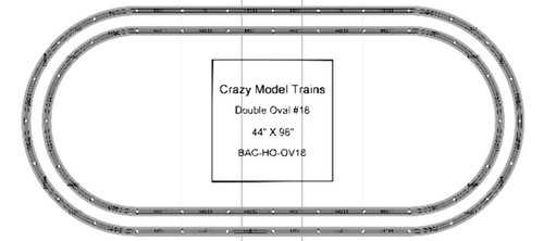 Bachmann E-Z Track HO Scale Double Oval #18 Basic Train Track Set - 44" X  98" - Picture 1 of 6