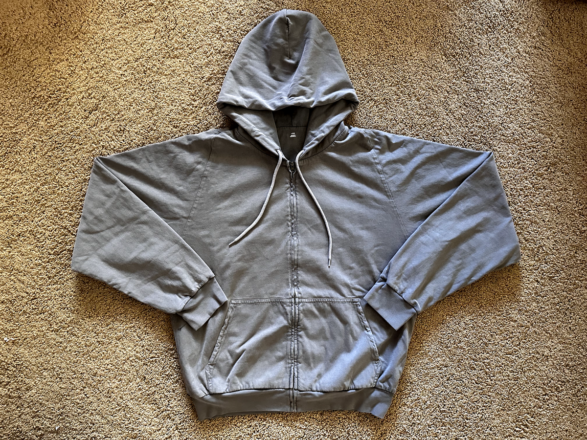 Yeezy Gap Zip Up Drawstring Hoodie Poetic Gray Double Layered