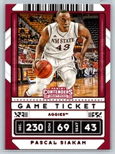 Pascal Siakam 2020  Panini Contenders Draft Picks Game Ticket Red  #17b
