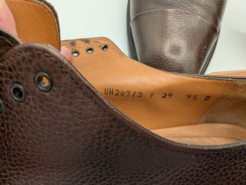 Men's Dress Shoes Oxford Derby Ferragamo Brown Pebble Leather Cap Toe 9.5D - Picture 10 of 14