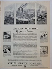 1927 Cities Service Oil Company idea held 3,000 partners vintage ad