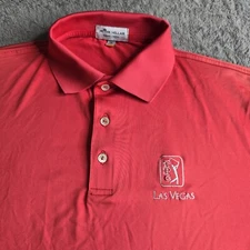 Peter Millar Summer Comfort Mens M TPC Las Vegas Golf Polo Red Short Sleeve