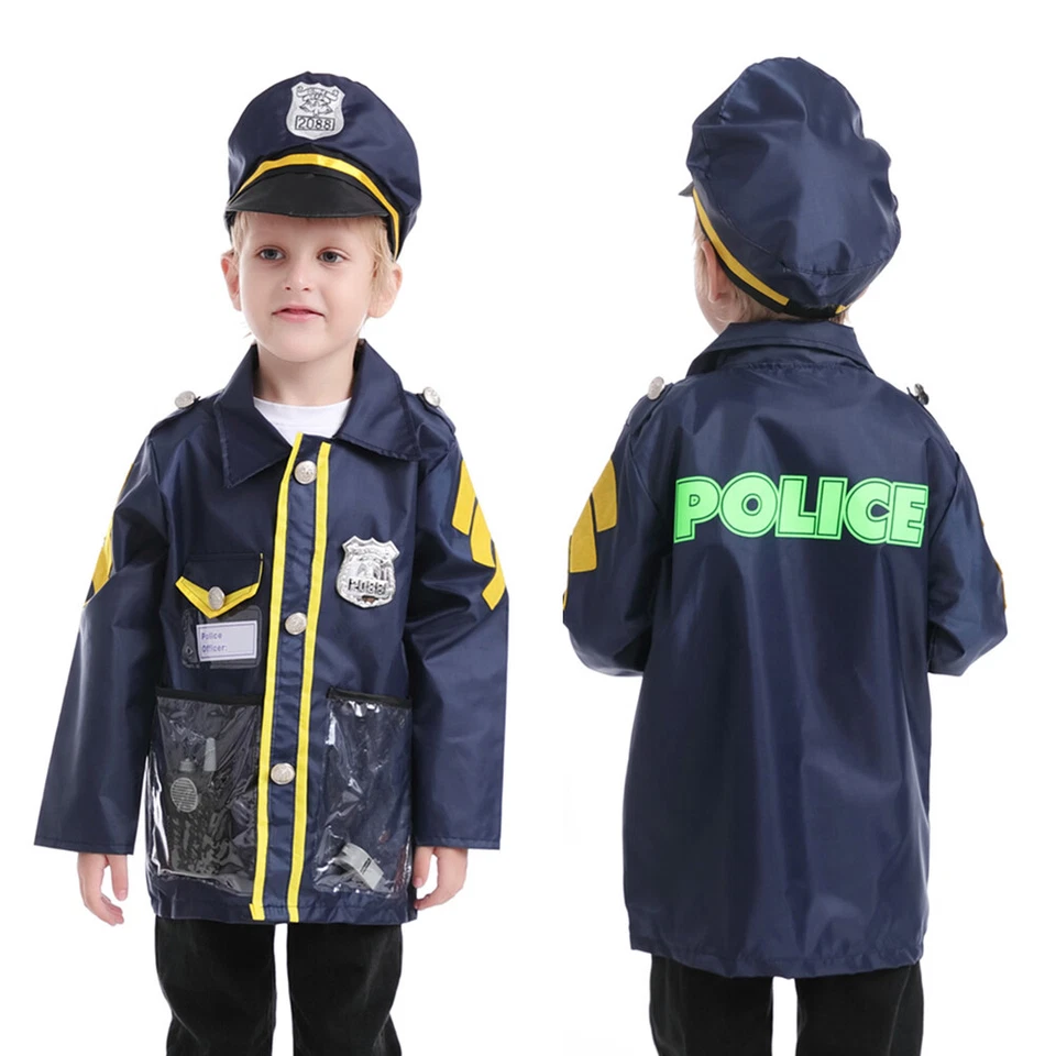 TOPTIE Disfraz de Policía para Niños, Juego de Vestir Juego de Rol Halloween para 3 - 7 Años Foto 2 de 4