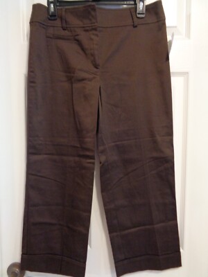 NWT Women's DAVID PAUL stretch brown capri pants, 8