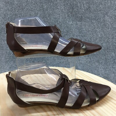 2 Lips Too Sandals Womens 9.5 Sydney Strappy Brown Faux Leather Pointed Casual