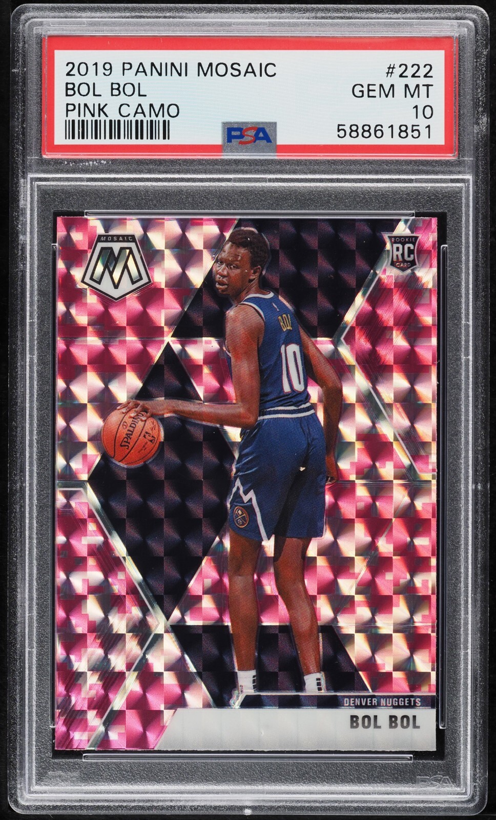 2019 Panini Mosaic  #222  Pink Camo  Bol Bol  RC  PSA 10  Phoenix Suns