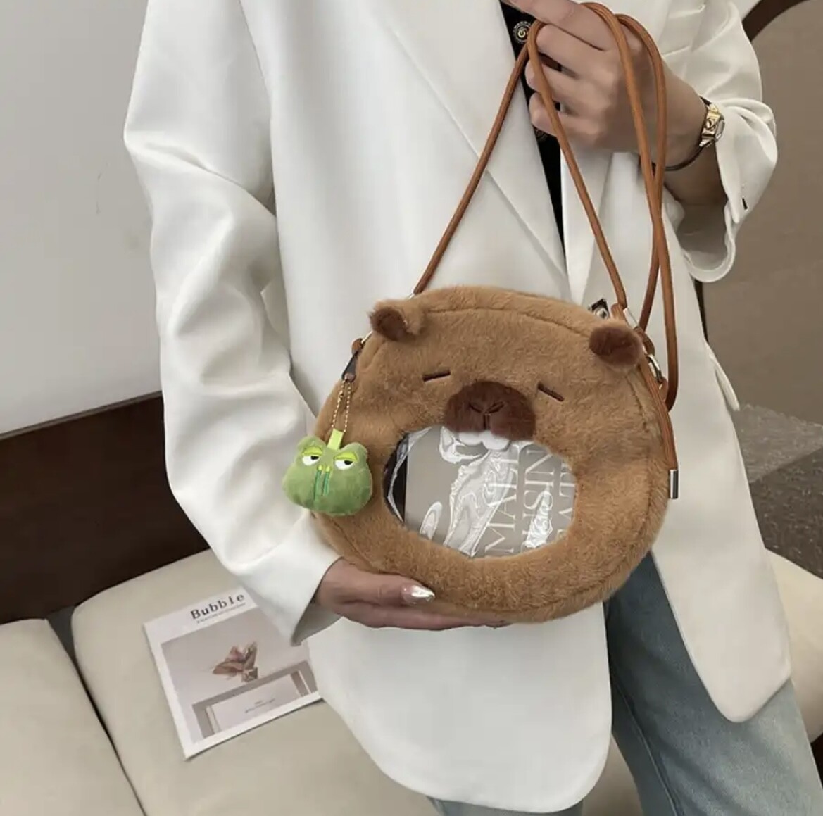 Capybara Plush Backpack Fashion Crossbody Shoulder Bag 