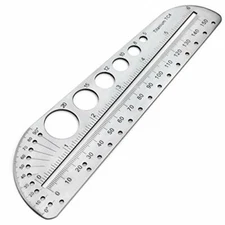 TISUR Titanium Ruler 15cm Circle Ruler Template Drafting Board Compass Angle