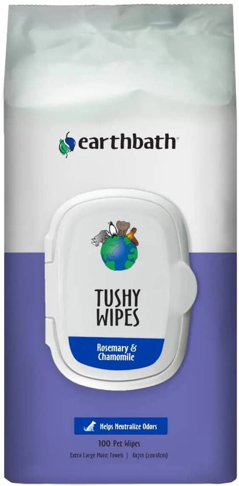 Earthbath Tushy Wipes Rosemary & Chamomile 100 Count