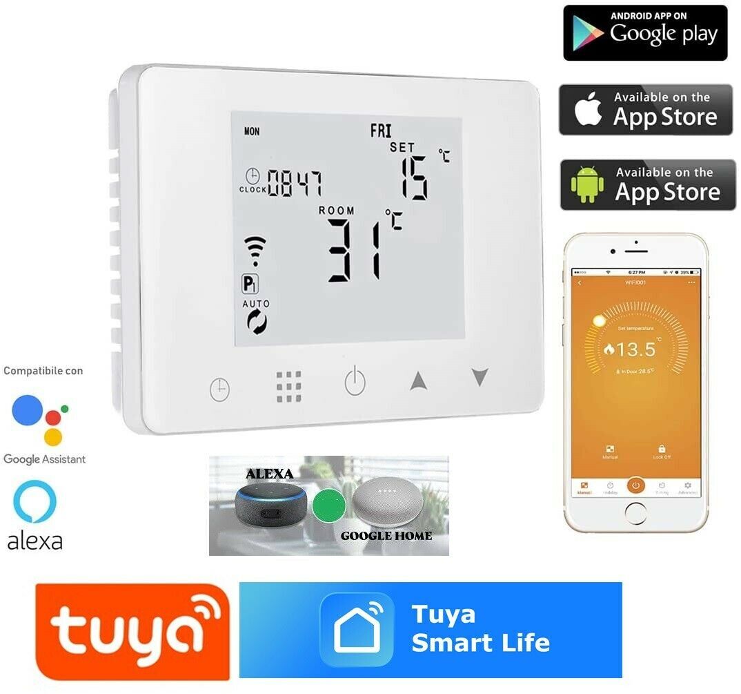 Programmable Thermostat Wifi Alexa Google Ios Android Wall Or For