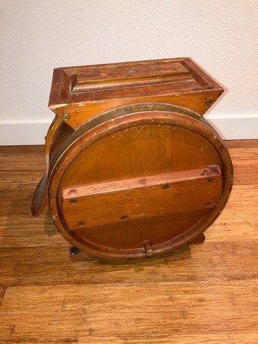 Antique Butter Churn Wooden Barrel Farmhouse Style Hand Crank - Picture 12 of 13