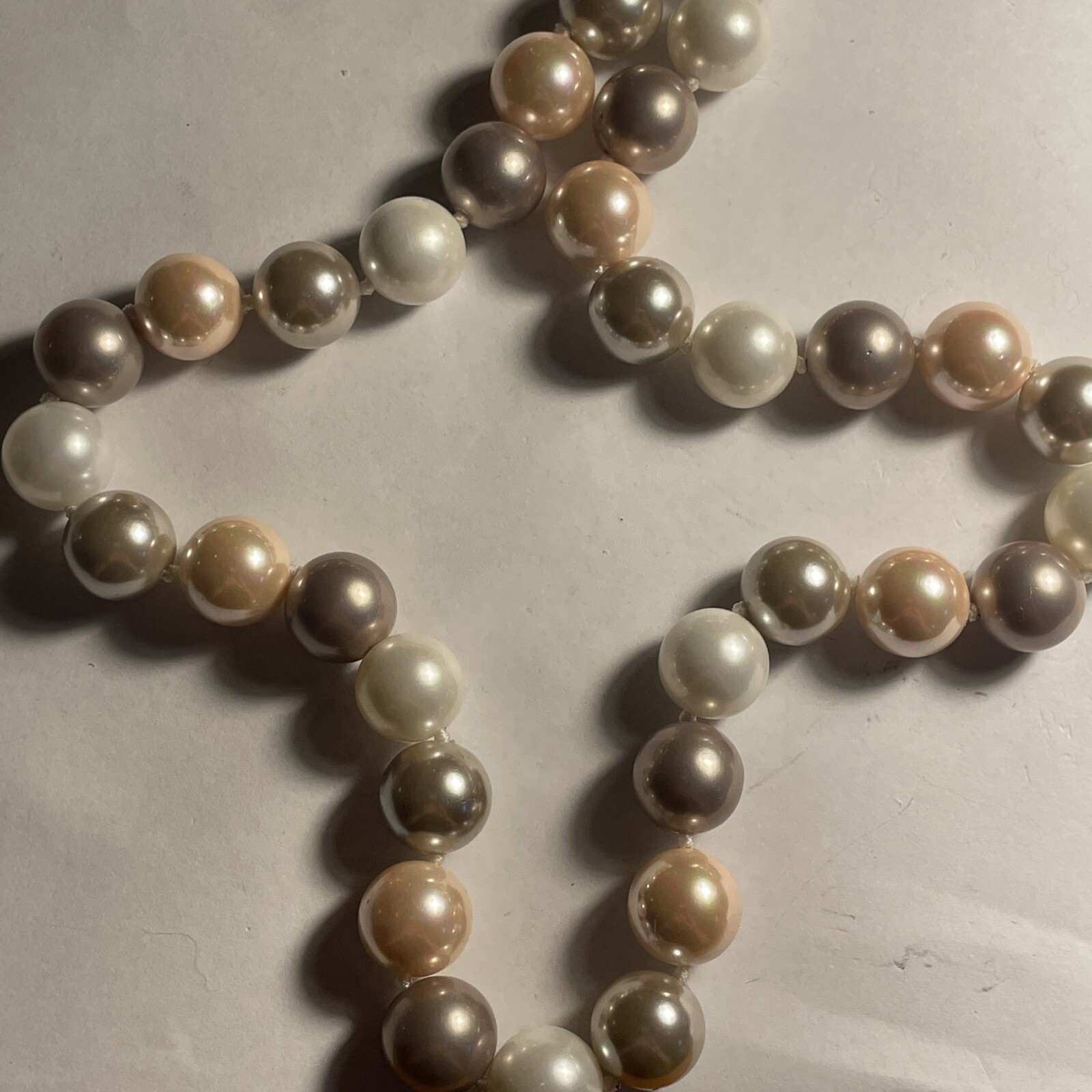 Vintage Luc 925 Cn Chunky Tricolored Faux Pearl Necklace 20” eBay