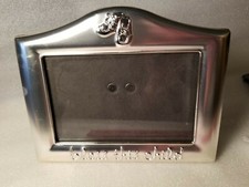 Silverplated Frame Bless This Child By Malden Embossed At The Top With Baby Shoe