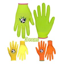 HANDLANDY 3 Pairs Age 2-13 Kids Gardening Gloves Nitrile Coated Outdoor Gloves