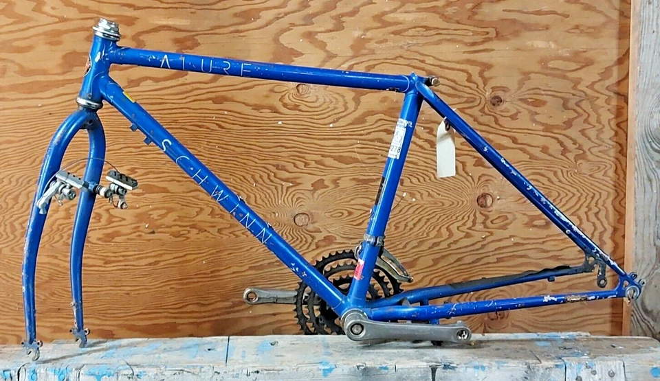 Cuadro de bicicleta de MTB Schwinn Alure 1985 16" pequeño rígido acero cromado remitente de EE. UU. Foto 2 de 4