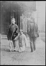 8" x 10" Photo Man smoking a cigar with a boy, Chinatown