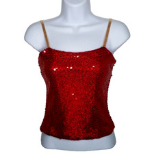 Lot of 4 Anything Goes Red Camisole Top Adult 2XL Dance Costume Lined Sequin New