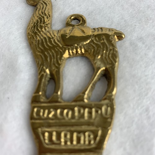VTG Solid Brass Llama Alpaca Bottle opener Cusco Peru rare Souvenir - Picture 2 of 5