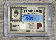 2005 Playoff Prime Cuts #T-23 Rod Carew Timeline Material MVP Prime AUTO #/10