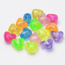 50 Glitter Heart Beads Assorted Lot BULK Beads Wholesale 12mm Jewelry Supplies