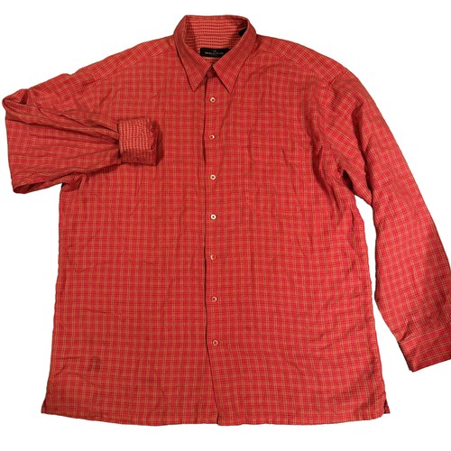 Bugatchi Mens Size XXL Orange Flip Cuff Button Up Long Sleeve Shirt 2XL *spots - Picture 2 of 8