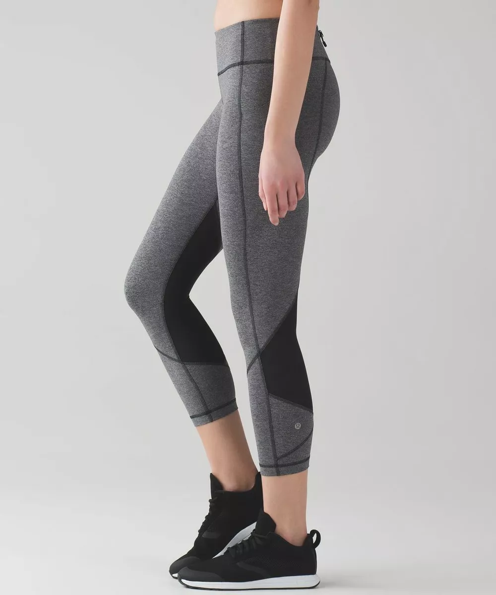 NWT Lululemon Pace Rival HR Crop Legging 22 Size 6 Heathered Black  Luxtreme