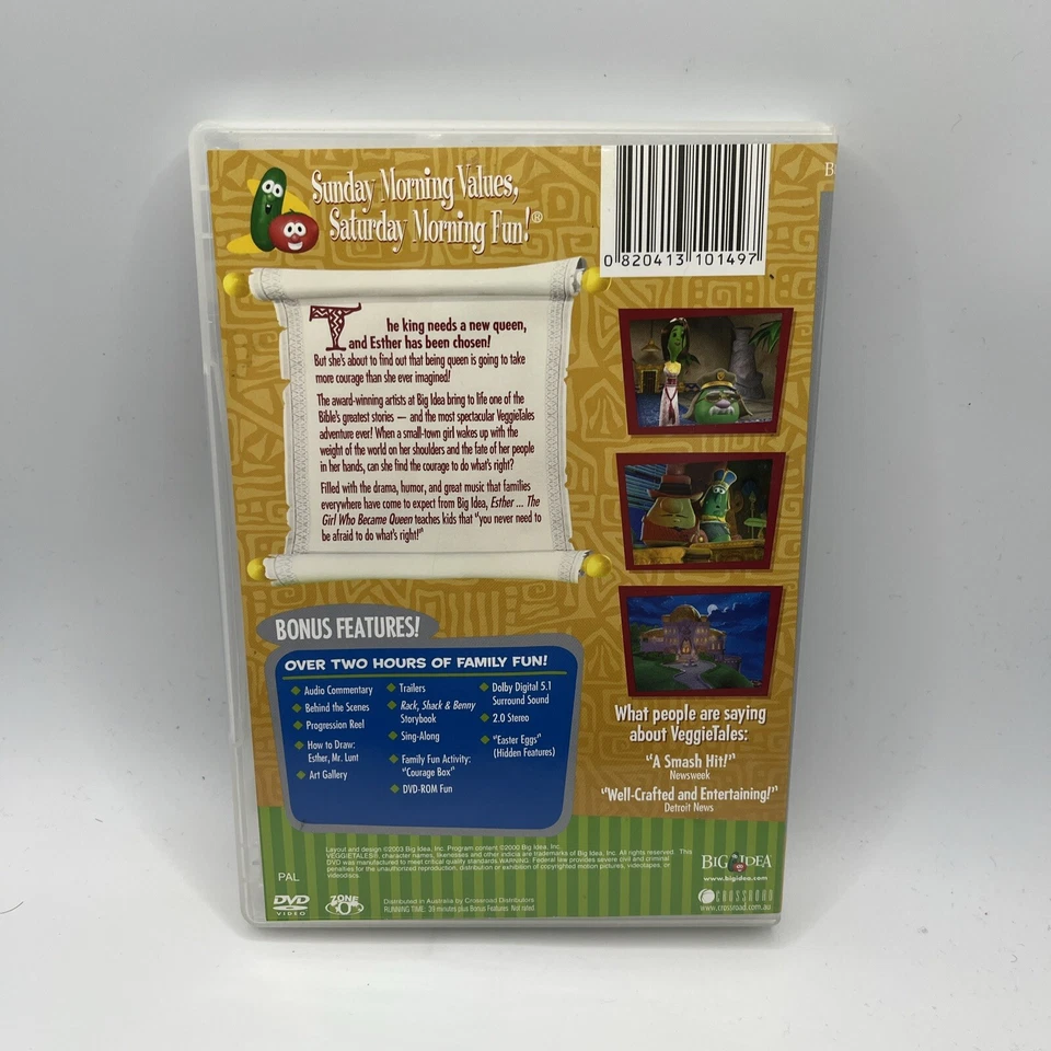 VeggieTales - Esther The Girl Who Became Queen (2000, DVD, Rg0) Afraid, Courage. - Image 2 of 3