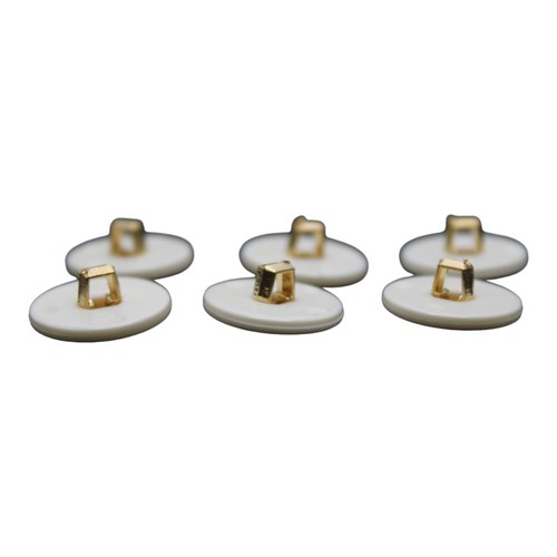 Vintage 6 White Gold Center Round Plastic Shank Buttons 17.89mm - Picture 4 of 5