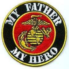 My Father My Hero Marine Patch 3" Embroidered Iron on backing Round