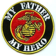 My Father My Hero Marine Patch 3" Embroidered Iron on backing Round