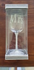 Wedding bridal white wine glass Mrs