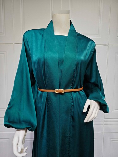 Zweiteiliges Damen offener Kaftan langes Kleid Set Dubai Kimono Abaya muslimisches Gewand Party - Bild 9 von 24