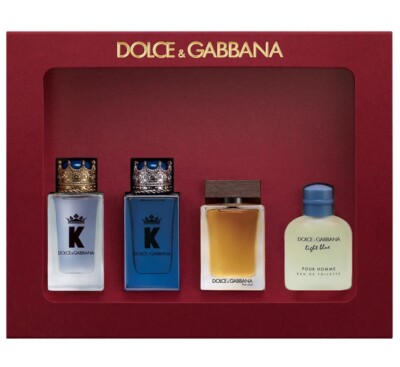 New Authentic King Dolce & Gabbana Mini Men's Fragrance 4Pc Gift Set Cologne