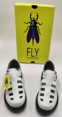 FLY London Damen Sandalen 36 Echt Leder ROLI 564FLY Bridle OFFWHITE Weiß