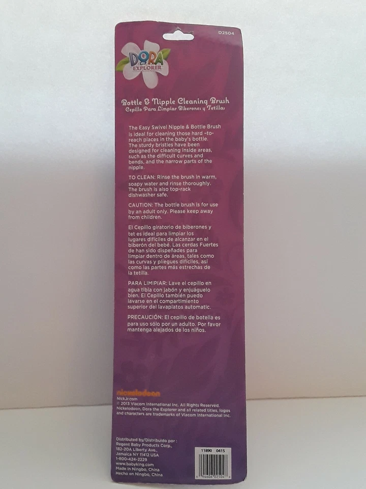 Cepillo para biberón y pezón fácil de girar DORA THE EXPLORER Nickelodeon NUEVO Foto 3 de 4