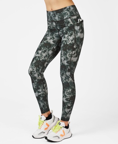 Running Leggings - Green Tie Dye Print 