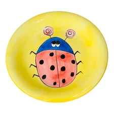 Lady Bug & Snail Multicolor Hand Painted Thailand 8” Set Of 2 Plates