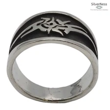 SilverNess Men's Jewellery Tribal Ring: 925 Sterling Silver