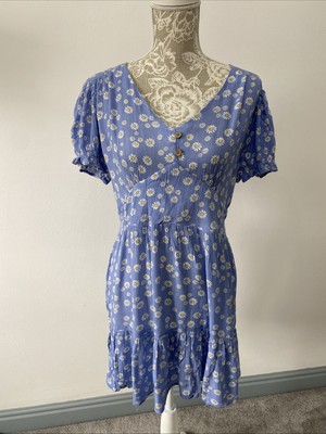 In The Style Size 8 Blue Floral Mix Tiered Fully Lined Smock Dress BNWT £30