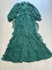 Alice + Olivia ELEA Ruffled Maxi Dress Green Mystique Long Sleeve Ruffle - Sz 2