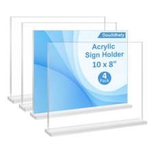 4 Pack Acrylic Sign Holder 8x10 Horizontal , T shape Double Side 10x8 Plastic...