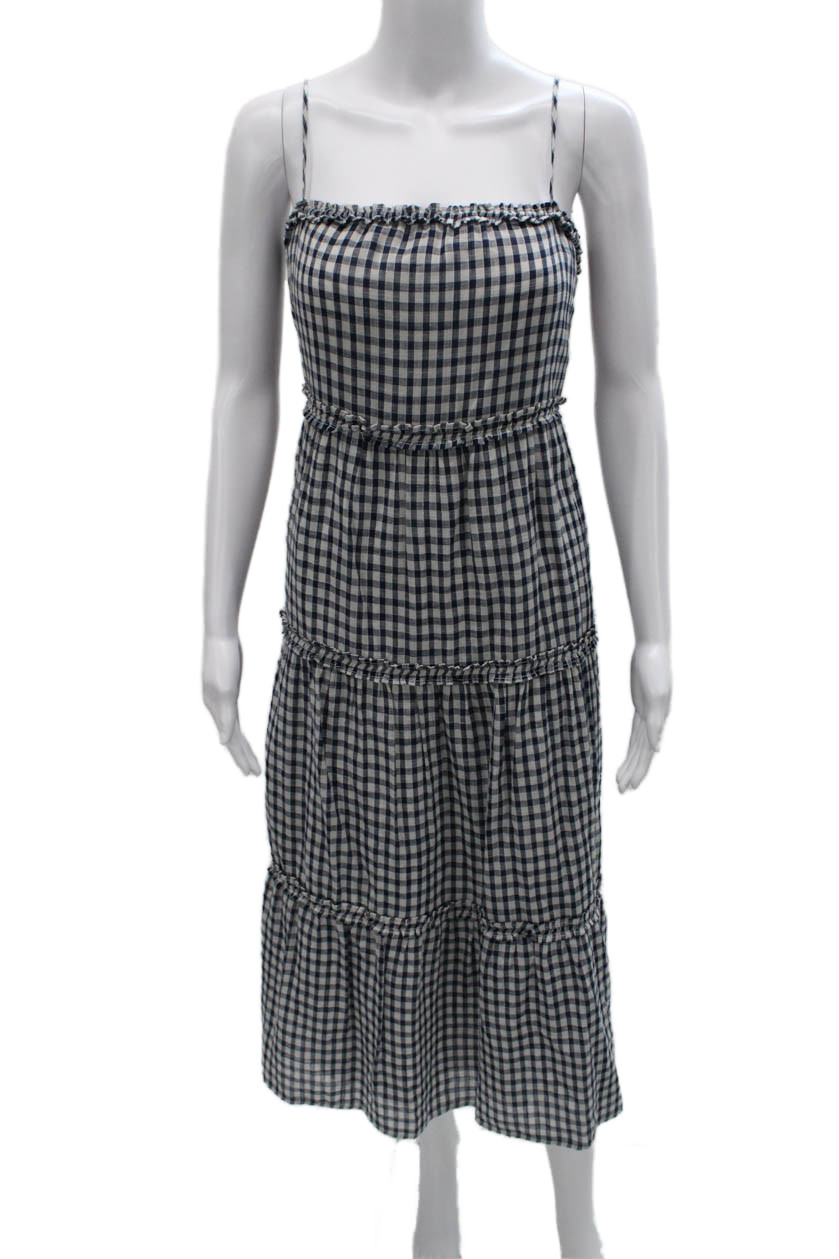 Rails Womens Sundress Blue Gingham Cotton Square Neck Sleeveless Long Size XSFree Shipping in US $100+ Orders | $6.95 Orders Below
