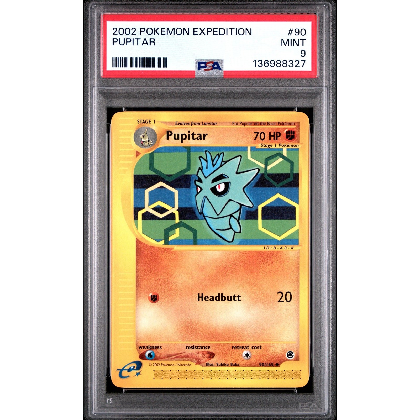 PSA 9 MINT Pupitar 90/165 Pokémon Expedition 2002 Non Holo E-Reader Card