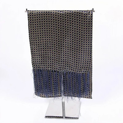 Men's imitation silk scarf double-layer geometric pattern diamond cashew flower