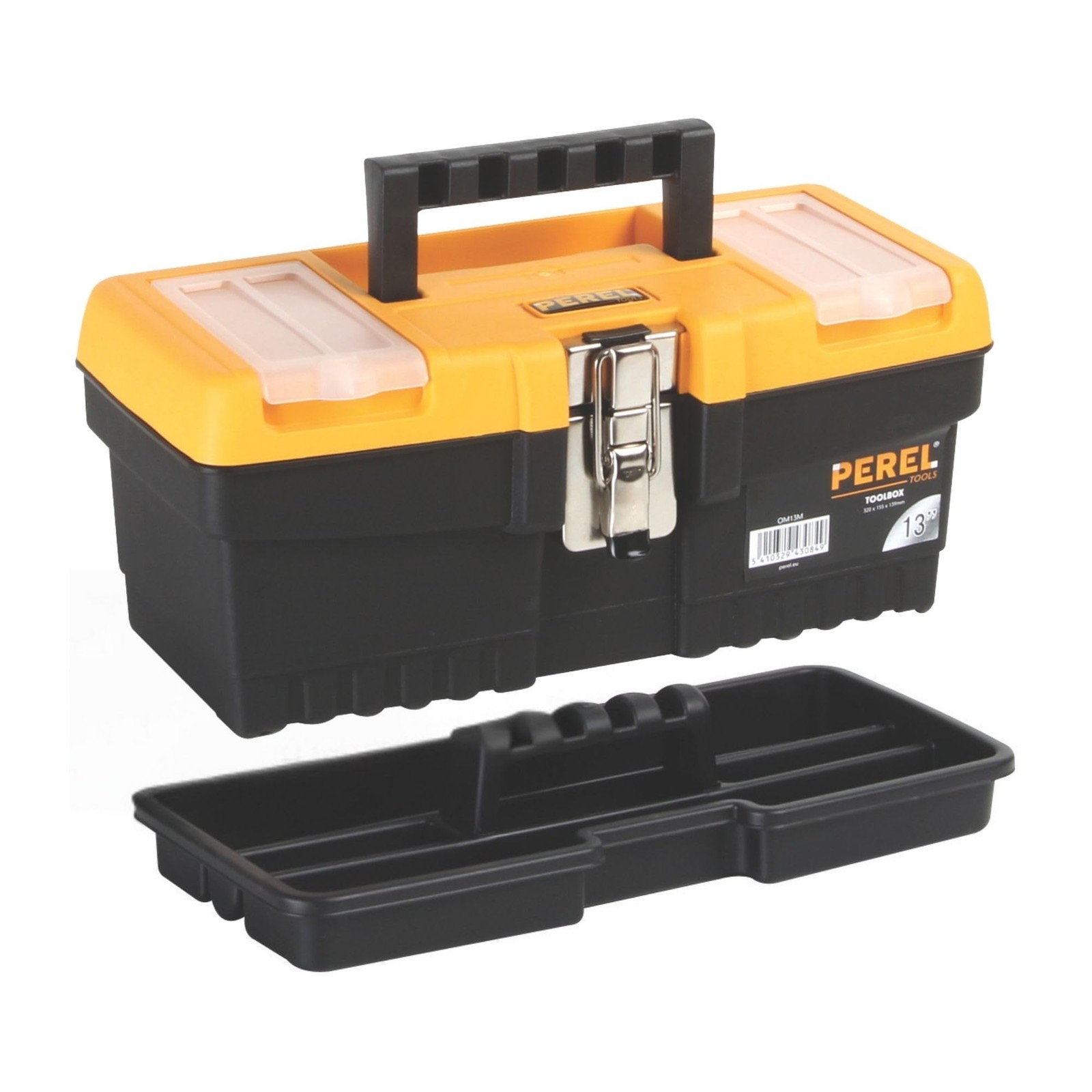 Boîte à outils 6,8 L compacte en résine noire avec bac amovible