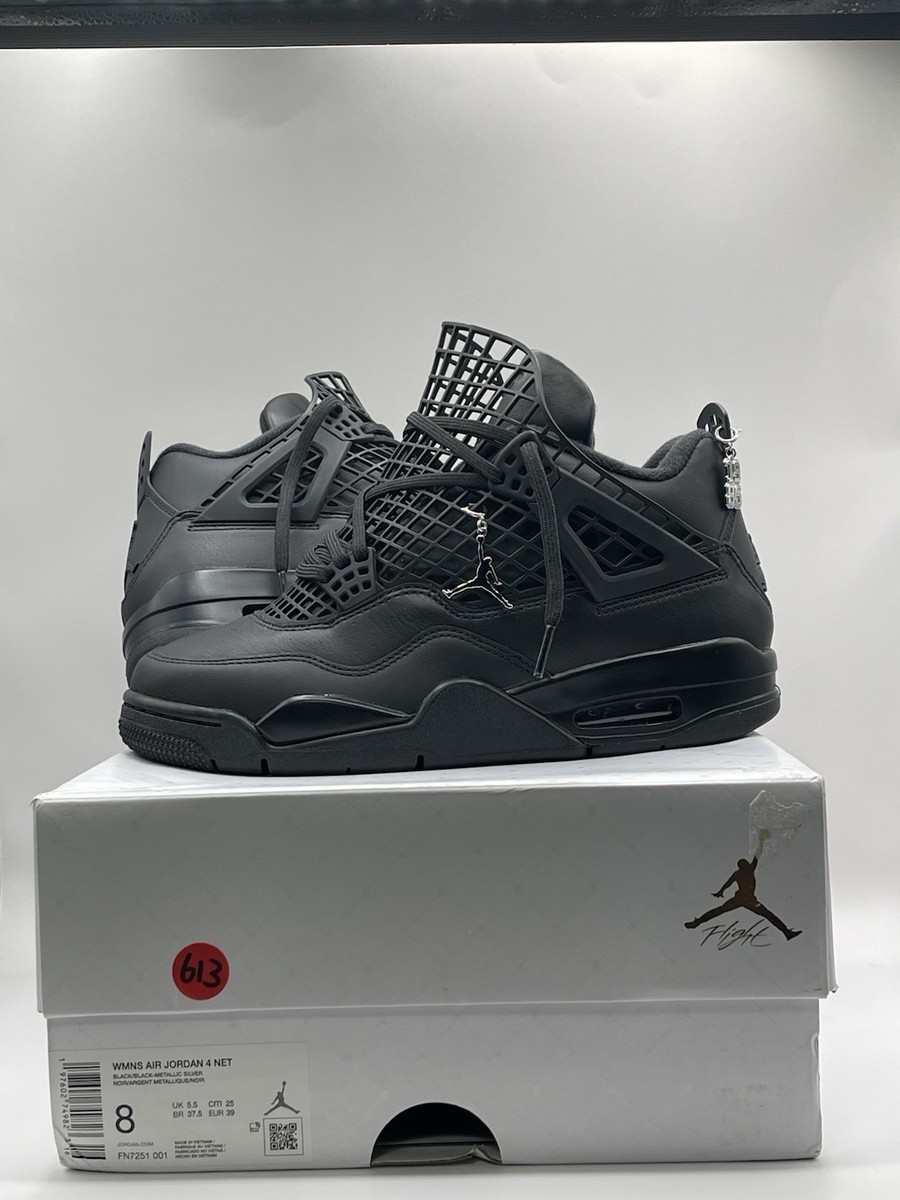 Nike Air Jordan 4 Retro 'Net - Black' Silver FN7251-001 Women's 8