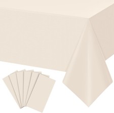 6Pcs Beige Tablecloths for Rectangle Tables,Disposable Plastic Ivory Table